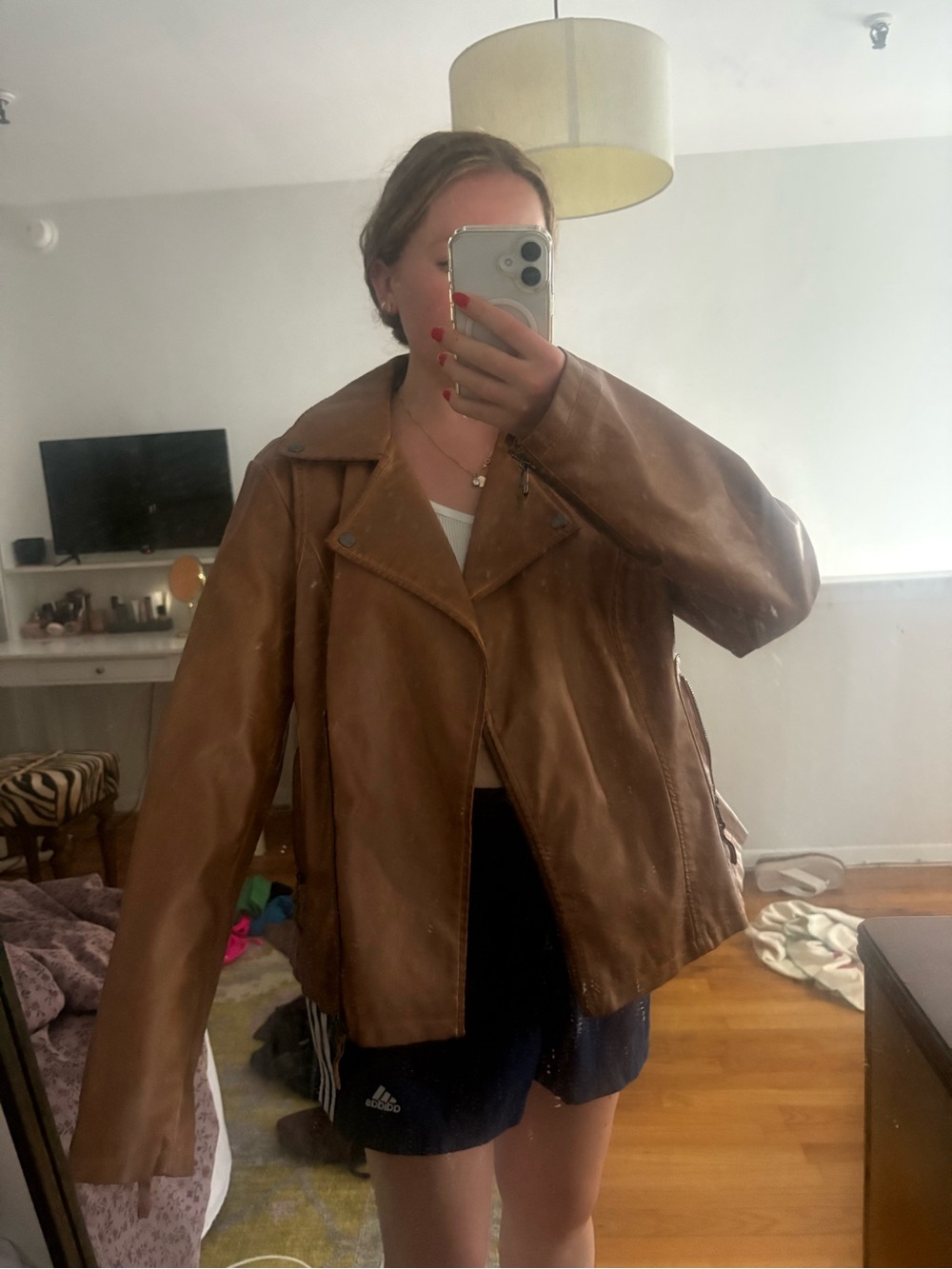 Women’s Brown Leather Moto Jacket